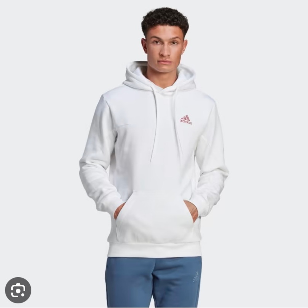 Adidas-Mens Large- White- Hoodie